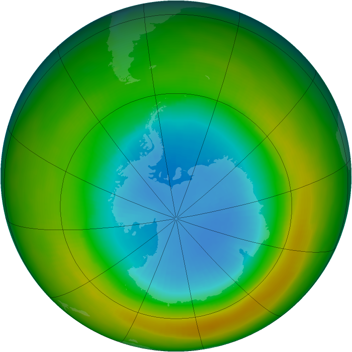 Antarctic ozone map for September 1980
